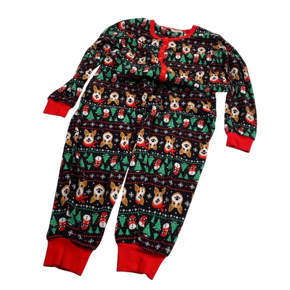 Peace Love & Dreams Pajamas One Piece Medium Christmas Dogs Trees Snowflakes